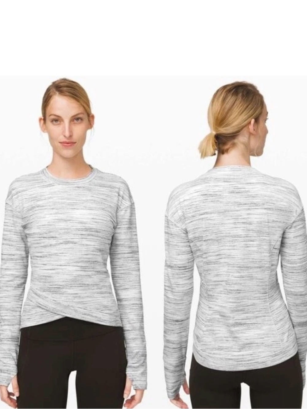 lululemon athletica Gray Marled Wrap-Hem Long-Sleeve Sweatshirt